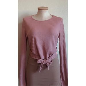 Mauve Long Sleeve Ribbed Shirt ♡
